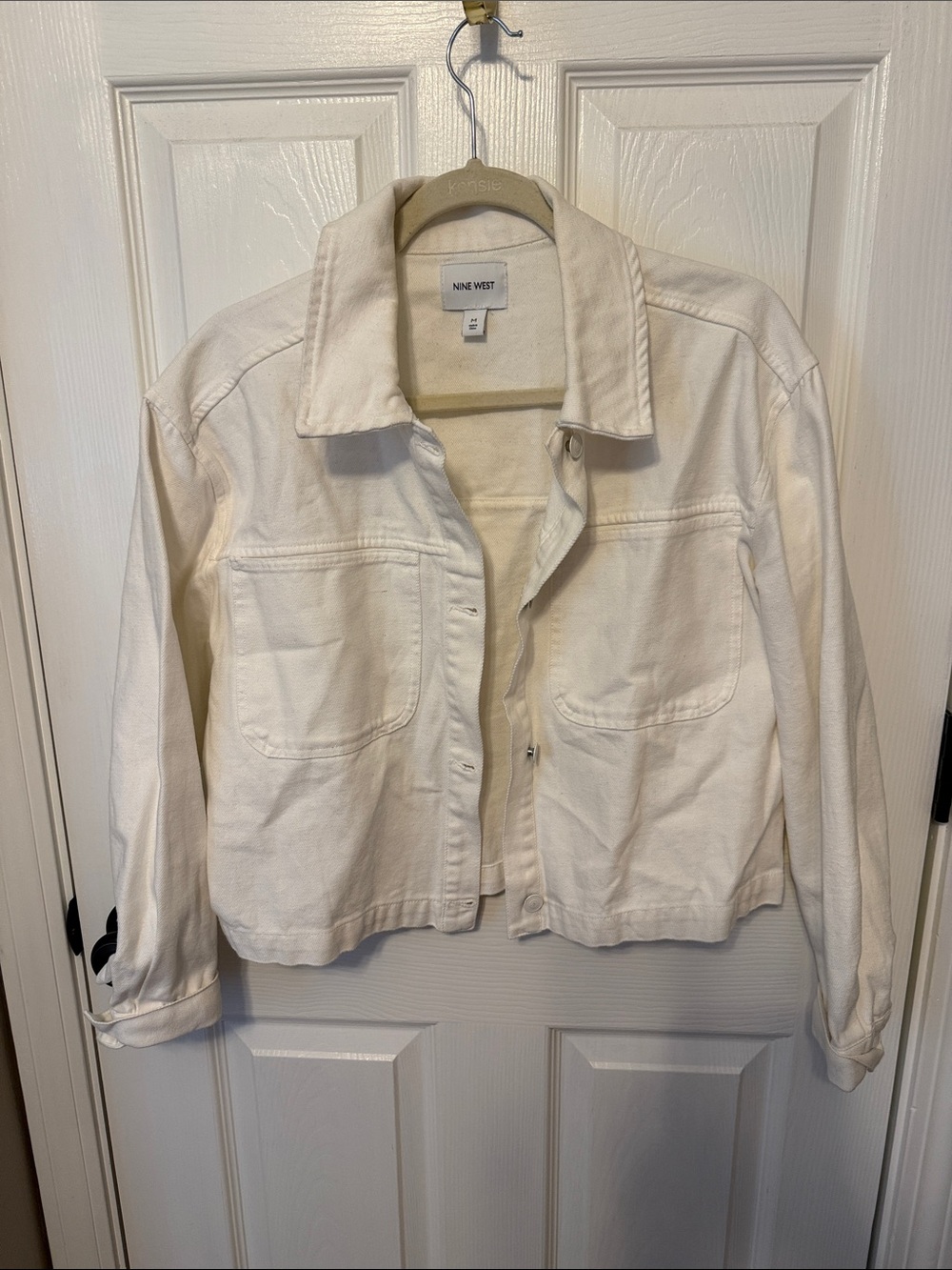 Nine West Off-White Cotton Jean Jacket